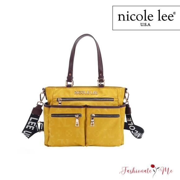 Nicole Lee USA Margot Multi Compartment Convertible Dual Strap Tote Bag | Yellow - Picture 1 of 14